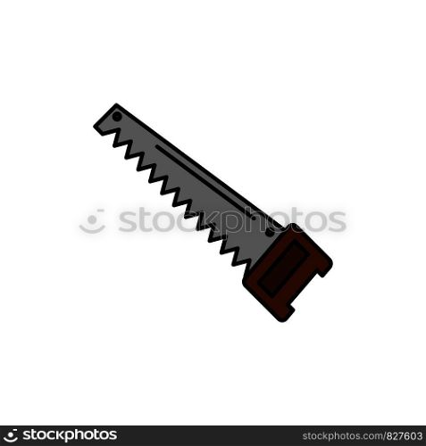 Saw, Hand, Bade, Construction, Tools Flat Color Icon. Vector icon banner Template