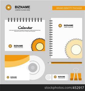 Saw Logo, Calendar Template, CD Cover, Diary and USB Brand Stationary Package Design Vector Template