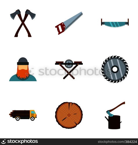 Sawing icons set. Flat illustration of 9 sawing vector icons for web. Sawing icons set, flat style