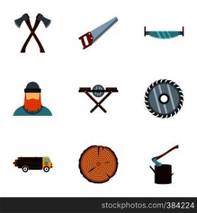 Sawing icons set. Flat illustration of 9 sawing vector icons for web. Sawing icons set, flat style