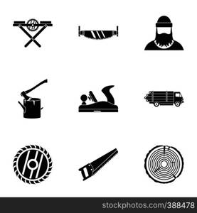 Sawing icons set. Simple illustration of 9 sawing vector icons for web. Sawing icons set, simple style