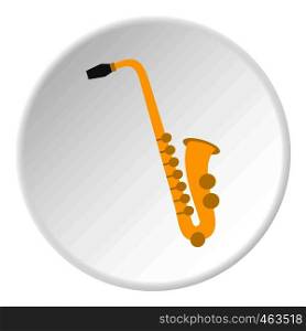 Saxophone icon in flat circle isolated vector illustration for web. Saxophone icon circle
