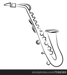 Saxophone instrument, illustration, vector on white background.