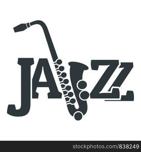 Saxophone logo. Simple illustration of saxophone vector logo for web. Saxophone logo, simple gray style