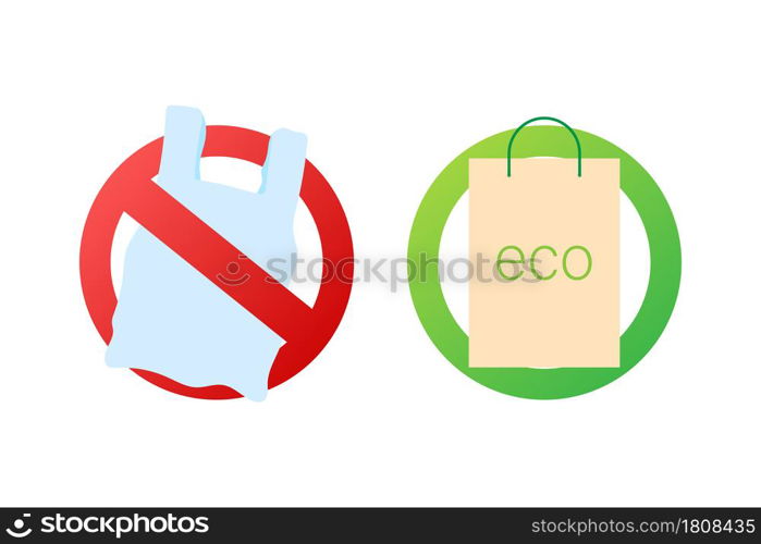 Say no to plastic bags poster. The campaign to reduce the use of plastic bags to put. Vector stock illustration. Say no to plastic bags poster. The campaign to reduce the use of plastic bags to put. Vector stock illustration.