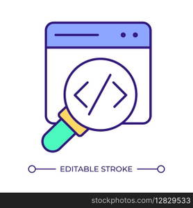SCA RGB color icon. Static code analysis. Application security, software inspection. Source code, development. Isolated vector illustration. Simple filled line drawing. Editable stroke. SCA RGB color icon