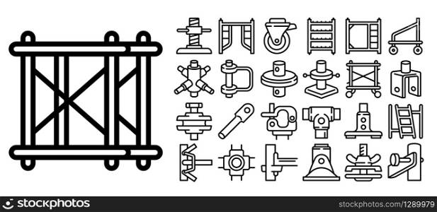 Scaffolding icons set. Outline set of scaffolding vector icons for web design isolated on white background. Scaffolding icons set, outline style