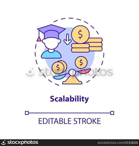 Scalability concept icon. Advantages of electronic learning abstract idea thin line illustration. Isolated outline drawing. Editable stroke. Roboto-Medium, Myriad Pro-Bold fonts used. Scalability concept icon