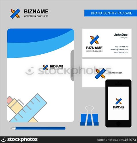 Scale and pen Business Logo, File Cover Visiting Card and Mobile App Design. Vector Illustration