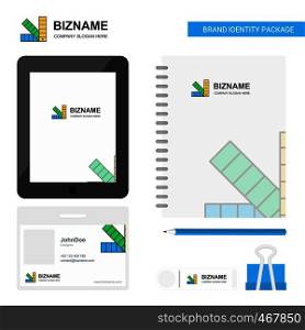 Scale Business Logo, Tab App, Diary PVC Employee Card and USB Brand Stationary Package Design Vector Template