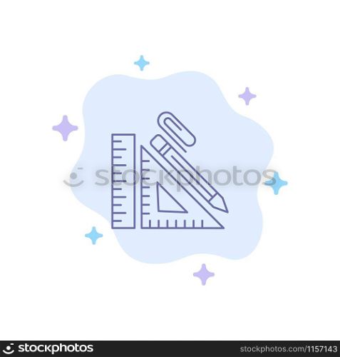 Scale, Construction, Pencil, Repair, Ruler, Clip Blue Icon on Abstract Cloud Background