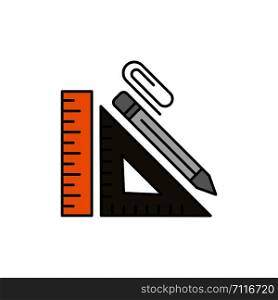 Scale, Construction, Pencil, Repair, Ruler, Clip Flat Color Icon. Vector icon banner Template