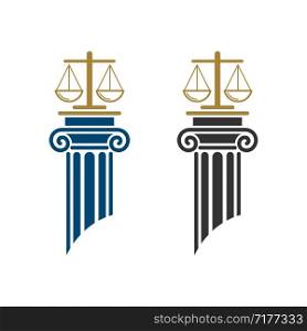 Scale of Justice and Pillar Law Office Logo Template Illustration Design. Vector EPS 10.