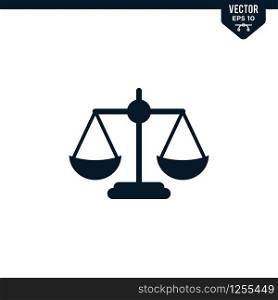 Scale of justice icon collection in glyph style, solid color vector