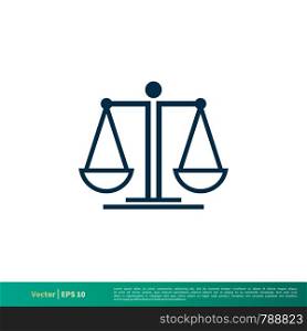 Scale of Justice Icon Vector Logo Template Illustration Design. Vector EPS 10.