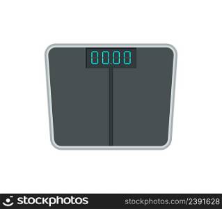 Scale weight. Human balance scale. Scale weigh body. Measure of weight for bathroom. Icon for loss fat, healthy and fitness. Eelectronic scales in flat style. Vector.
