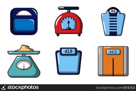 Scales icon set. Cartoon set of scales vector icons for web design isolated on white background. Scales icon set, cartoon style