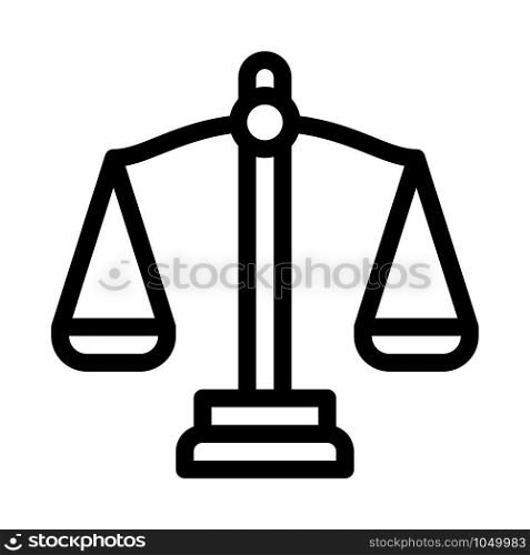 Scales Law And Judgement Icon Vector Thin Line. Contour Illustration. Scales Law And Judgement Icon Vector Illustration