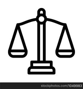Scales Law And Judgement Icon Vector Thin Line. Contour Illustration. Scales Law And Judgement Icon Vector Illustration
