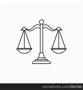 Scales of justice icon in outline style on a white background vector illustration. Scales of justice icon, outline style