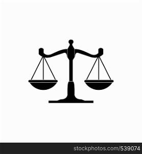 Scales of justice icon in simple style on a white background. Scales of justice icon, simple style