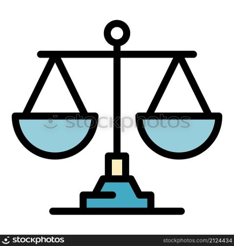 Scales of justice icon. Outline scales of justice vector icon color flat isolated. Scales of justice icon color outline vector