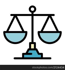 Scales of justice icon. Outline scales of justice vector icon color flat isolated. Scales of justice icon color outline vector