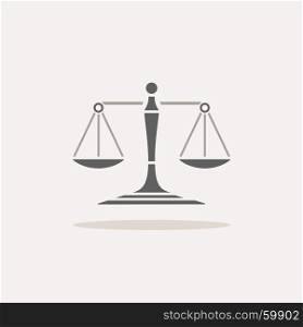 Scales of justice icon with shadow on beige background