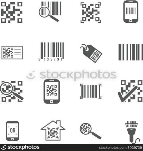 Scan bar and qr code vector icons. Scan bar and qr code vector icons. Information in barcode, digital qrcode illustration