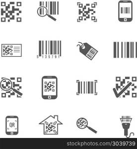 Scan bar and qr code vector icons. Scan bar and qr code vector icons. Information in barcode, digital qrcode illustration