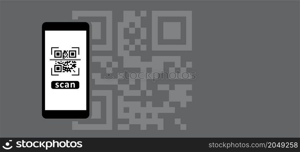 Scan me, QR code scanning icon. Mobile phone qr code payment, E wallet, cashless, info concept or scanner labeled information identity products. Flat vector pixel pictogram sign.