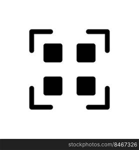 Scan qr code black glyph ui icon. Decode digital information with smartphone. User interface design. Silhouette symbol on white space. Solid pictogram for web, mobile. Isolated vector illustration. Scan qr code black glyph ui icon