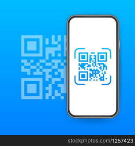 Scan QR code to Mobile Phone. Electronic, digital technology, barcode. Vector stock illustration. Scan QR code to Mobile Phone. Electronic, digital technology, barcode. Vector stock illustration.