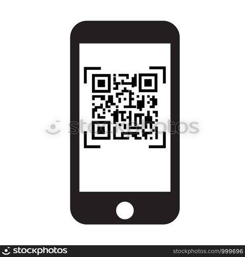 scan QR code with mobile phone icon on white background. flat style. qr code on mobile phone symbol.