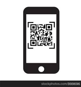 scan QR code with mobile phone icon on white background. flat style. qr code on mobile phone symbol.
