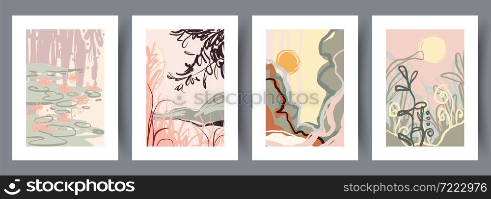 Scandinavian abstract vector print set. Minimalistic abstract wall art background for print. Scandinavian vector style.. Scandinavian abstract vector print set vector style.