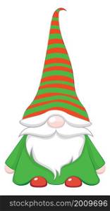 Scandinavian gnome, cartoon Christmas fantasy character, colorful illustration.