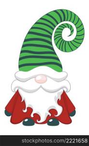 Scandinavian gnome, cartoon Christmas fantasy character, colorful illustration.
