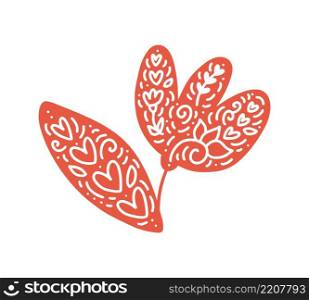 Scandinavian love modern flower and leaf with flourish swirls blossom in hygge style. vector element with heart for valentine day, romantic love greeting card, wedding holiday.. Scandinavian love modern flower and leaf with flourish swirls blossom in hygge style. vector element with heart for valentine day, romantic love greeting card, wedding holiday
