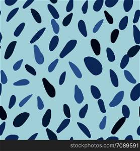 Scandinavian pebble seamless pattern on blue background. Random stones backdrop. Abstract geometric dotted wallpaper. Vector illustration. Abstract random stones backdrop. Scandinavian pebble seamless pattern
