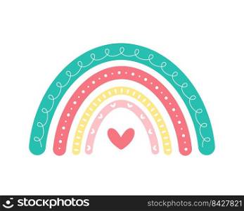 scandinavian rainbow cute greeting card elements isolated on a white background