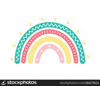 scandinavian rainbow cute greeting card elements isolated on a white background