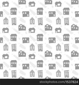 Scandinavian seamless pattern with hand drawn doodle houses. Cute children vector doodle. background for boys room, holiday textile, web design.. Scandinavian seamless pattern with hand drawn doodle houses. Cute children vector doodle. background for boys room, holiday textile, web design