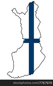 Scandinavian state Finland on white background is insulated. State Finland in colour of the national flag