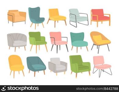 Scandinavian style chairs set flat design vector illustration