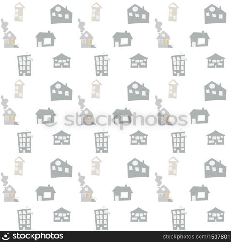 Scandinavian vector seamless pattern with hand drawn doodle houses. Cute children vector doodle. background for boys room, holiday textile, web design.. Scandinavian vector seamless pattern with hand drawn doodle houses. Cute children vector doodle. background for boys room, holiday textile, web design