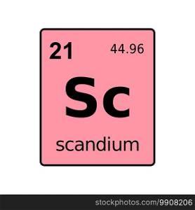 Scandium chemical element of periodic table. Sign with atomic number.