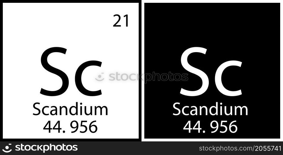Scandium chemical sign. Science structure. Education background. Mendeleev table. Vector illustration. Stock image. EPS 10.. Scandium chemical sign. Science structure. Education background. Mendeleev table. Vector illustration. Stock image.