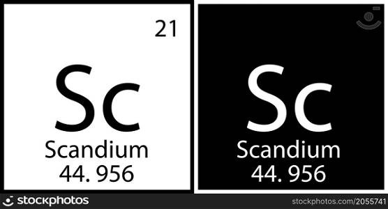 Scandium chemical sign. Science structure. Education background. Mendeleev table. Vector illustration. Stock image. EPS 10.. Scandium chemical sign. Science structure. Education background. Mendeleev table. Vector illustration. Stock image.