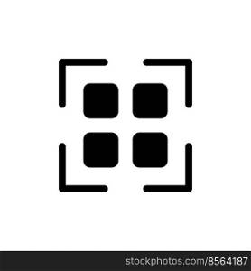 Scanning qr code black glyph ui icon. Get info from e-store. Online marketplace. User interface design. Silhouette symbol on white space. Solid pictogram for web, mobile. Isolated vector illustration. Scanning qr code black glyph ui icon